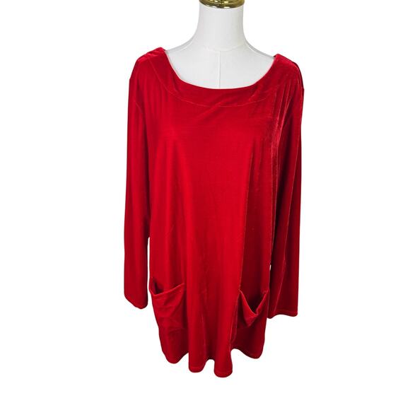 Joseph A Plus Velvet Long Pockets Long Sleeve Top US Women's 1X Plus - Picture 1 of 7